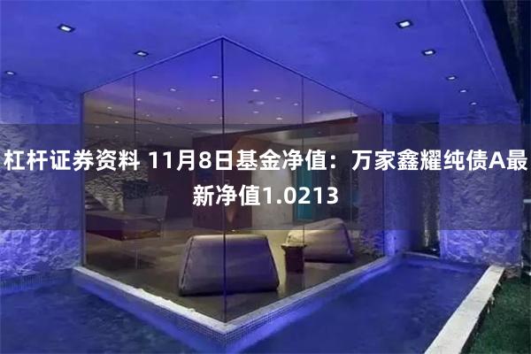 杠杆证券资料 11月8日基金净值：万家鑫耀纯债A最新净值1.0213
