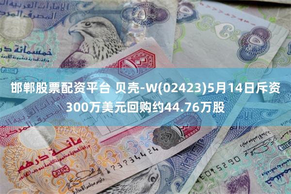 邯郸股票配资平台 贝壳-W(02423)5月14日斥资300万美元回购约44.76万股