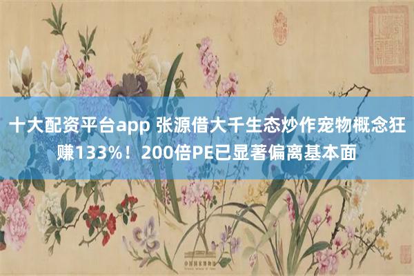 十大配资平台app 张源借大千生态炒作宠物概念狂赚133%！200倍PE已显著偏离基本面