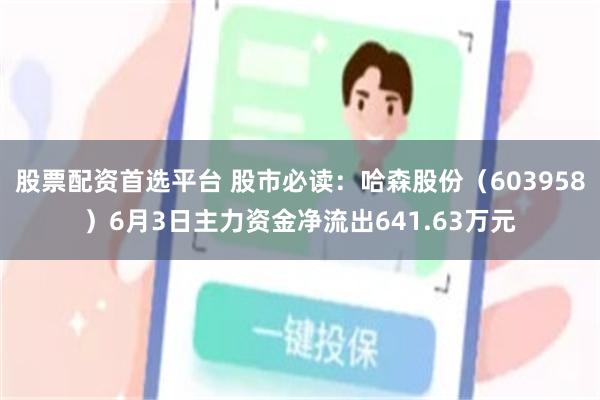 股票配资首选平台 股市必读：哈森股份（603958）6月3日主力资金净流出641.63万元