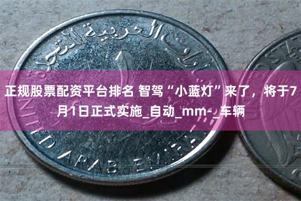 正规股票配资平台排名 智驾“小蓝灯”来了，将于7月1日正式实施_自动_mm-_车辆